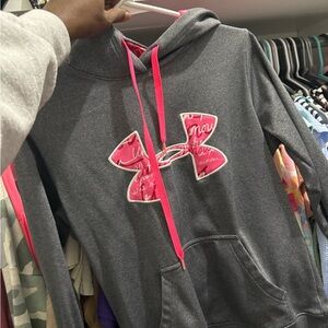 Under Armour Charcoal Hoodie with Pink Accents